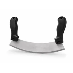Cuțit Semilună Mezzaluna pentru Usturoi, Verdețuri și Legume, Lamă Inox 25.5 cm, Mânere Ergonomice Antiderapante