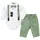 Costum bebeluși băiat verde 3 piese pantaloni body și bretele