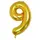 Balon din Folie de Aluminiu, Cifra 9, Culoare Auriu Metalizat, 68 x 53 cm