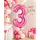 Balon din folie de aluminiu, Cifra 3, Roz metalizat, înălțime 81 cm (32 inch)