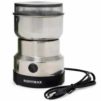 Râșniță electrică SONYMAX SN-001 din inox cu buton frontal și design compact