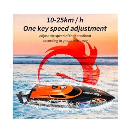 Barca cu telecomanda iUni HJ812, RC Racing Speed Boat Drift, Viteza 25 km/h, 2.4GHz, Portocaliu CON-360