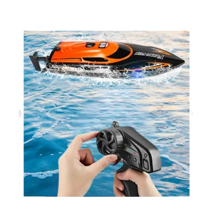Barca cu telecomanda iUni HJ812, RC Racing Speed Boat Drift, Viteza 25 km/h, 2.4GHz, Portocaliu CON-360