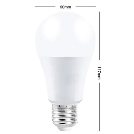 Dimensiuni bec LED RGB E27 60 mm x 117 mm