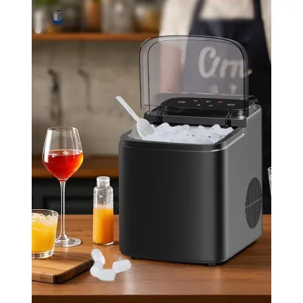 Mașină de făcut cuburi de gheață ZSW-ZB12, 12 kg/zi, Rezervor 1.4L, Panou Tactil, Autocurățare, Negru