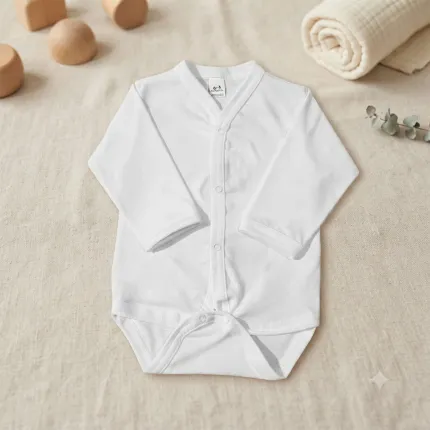 Set 4 Mărimi Body Bebe din Bumbac Alb Mărimi 22-24
