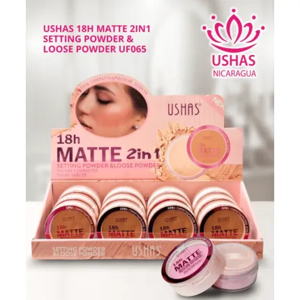 Pudră matifiantă USHAS UF0854, compactă și liberă, 2 în 1