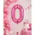 Balon din folie de aluminiu, Cifra 0, Roz metalizat, înălțime 81 cm (32 inch)