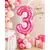 Balon din folie de aluminiu, Cifra 3, Roz metalizat, înălțime 81 cm (32 inch)