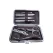Trusă manichiură 767 cu 6 piese din inox în husă croco maro cu fermoar