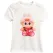 Tricou fete alb cu imprimeu Labubu roz, bumbac cu licra, Italia, mărimi 4–14 ani