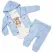 Compleu băieți din bumbac subțire Teddy Bear albastru deschis body hanorac pantaloni