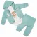 Compleu băieți din bumbac subțire Teddy Bear verde mentă body hanorac pantaloni