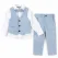 Costum elegant băiat gri-albăstrui 4 piese 5–8 ani set complet
