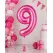 Balon din folie de aluminiu, Cifra 9, Roz metalizat, înălțime 81 cm (32 inch)