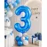 Balon din folie de aluminiu, Cifra 3, Albastru, înălțime 81 cm (32 inch)