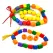 Set Mărgele de Șnuruit din Plastic, Joc Educativ Descoperă și Construiește cu Forme Geometrice Multicolore