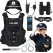 Set Diverse Accesorii de Poliție pentru Copii, Trusă Tactică de Jucărie cu Vestă Neagră, Cască, Cătușe și Binoclu