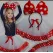 Costum Minnie Mouse pentru Fetițe, Set cu Fustă din Tulle Alb și Diademă cu Fundă Roșie cu Buline Albe