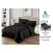 Lenjerie de Pat Dublu din Damasc Premium Super Design Pucioasa, 4 Piese, Cearceaf de Pat cu Elastic 180 x 200 cm, Dungi Hoteliere, Negru, Model V-02