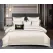 Lenjerie de Pat Dublu din Damasc Premium Pucioasa, 6 Piese, Cearceaf de Pat cu Elastic 180 x 200 cm, Dungi Hoteliere, Crem Deschis / Ivoire, Model W-4