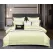 Lenjerie de Pat Dublu din Damasc Premium Pucioasa, 6 Piese, Cearceaf de Pat cu Elastic 180 x 200 cm, Dungi Hoteliere, Galben Pal / Fistic Deschis, Model W-11