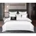 Lenjerie de Pat Dublu din Damasc Premium Pucioasa, 6 Piese, Cearceaf de Pat cu Elastic 180 x 200 cm, Dungi Hoteliere, Alb, Model W-1