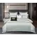 Lenjerie de Pat Dublu din Damasc Premium Pucioasa, 6 Piese, Cearceaf de Pat cu Elastic 180 x 200 cm, Dungi Hoteliere, Gri Vernil / Mentă Deschis, Model W-5
