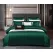 Lenjerie de Pat Dublu din Damasc Premium Pucioasa, 6 Piese, Cearceaf de Pat cu Elastic 180 x 200 cm, Dungi Hoteliere, Verde Smarald, Model W-7