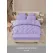 Lenjerie de Pat Dublu din Finet Premium Pucioasa, 6 Piese, cu Pliuri Brodate structural și Cearceaf cu Elastic, Lila / Violet Deschis Uni, Model Q-12
