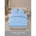 Lenjerie de Pat Dublu din Finet Premium Pucioasa, 6 Piese, cu Pliuri Brodate structural și Cearceaf cu Elastic, Albastru Deschis / Bleu Uni, Model Q-9