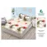 Husă cu elastic din finet model inimi mari și flori crem, alb și roșu cu 2 fețe perna 160x200 cm