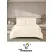 Lenjerie de Pat Dublu din Damasc Premium, 4 Piese, Cearceaf de Pat cu Elastic 180x200 cm, Model Pătrățele Crem