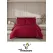 Lenjerie de Pat Dublu din Damasc Premium, 4 Piese, Cearceaf de Pat cu Elastic 180x200 cm, Model Pătrățele Bordo