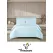 Lenjerie de Pat Dublu din Damasc Premium, 4 Piese, Cearceaf de Pat cu Elastic 180x200 cm, Model Pătrățele Bleu