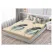 Set Husă de Pat din Finet cu Elastic, 180x200 cm, Model Pene Albastre și Fluturași, 2 Fețe de Pernă
