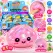 Jucărie Antistres Squishy Dumpling cu Bile și Sclipici, Model Gălușcă în Coșuleț, 8.5 cm, Diverse Culori
