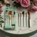 Set pensule machiaj 5 piese verde mint cu detalii aurii