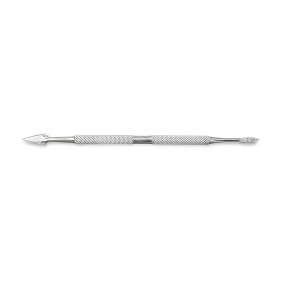 Cuțitaș profesional tip săgeată din inox cu vârf ascuțit și cap spatulă pentru cuticule