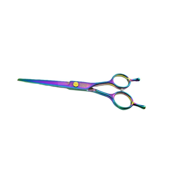 Foarfecă de tuns YTT 6.0 cu finisaj multicolor rainbow și lame ultra-ascuțite pentru tăiere lină în degrade
