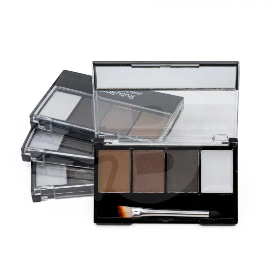 Fard de sprâncene Ruby Rose – kit 4 nuanțe cu pensulă