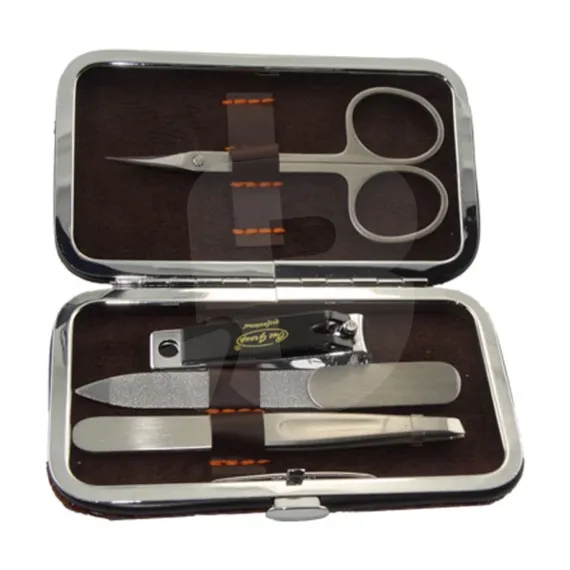 Trusă de manichiură 76811 cu 4 piese din inox în husă metalică compactă