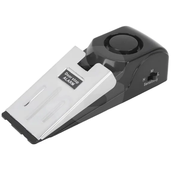Alarmă de ușă tip opritor cu senzor de presiune 95 dB, argintiu/negru