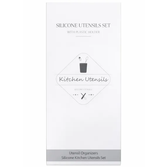 Ambalaj original set ustensile de bucătărie din silicon cu suport