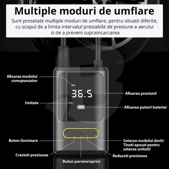 Compresor aer auto Roll Fast utilizat la umflarea anvelopei mașinii