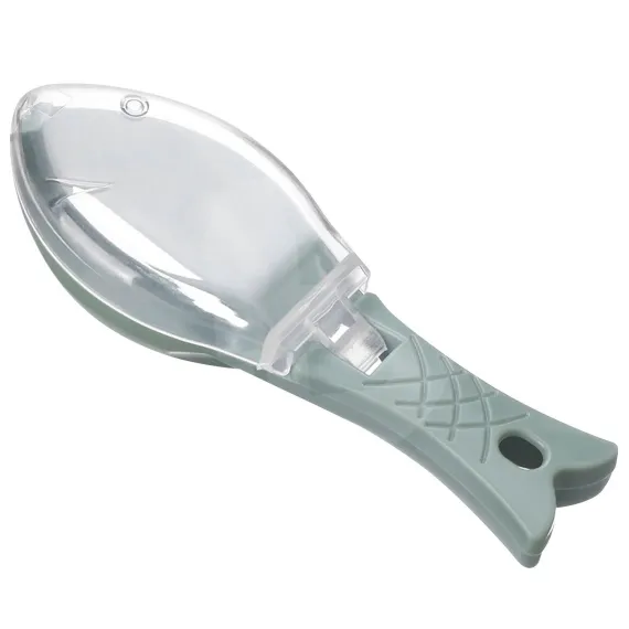 Curățător solzi pește cu capac de protecție, ABS, design tip pește