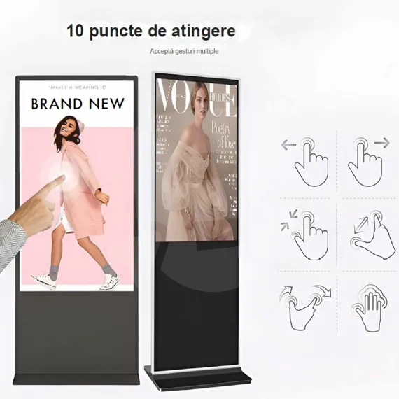 Ecran digital informativ 50 inch tip kiosk podea vedere frontală pentru utilizare comercială
