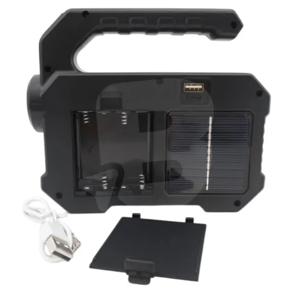 Lampă portabilă KEJIA KJ-208 cu panou solar, port USB și compartiment baterii