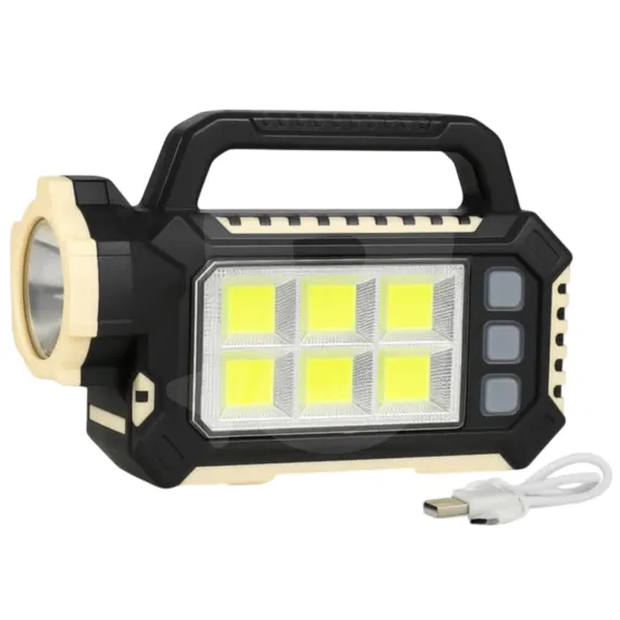 Lampă portabilă solară Hi Sheen HS-802 cu proiector frontal și iluminare laterală LED COB