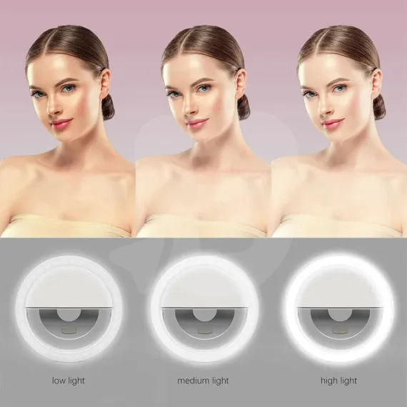 Lampă circulară LED pentru fotografii și video, 36 LED-uri și fixare pe smartphone